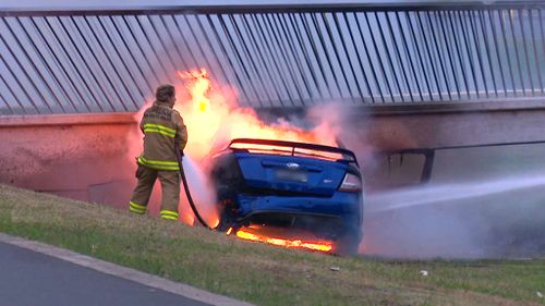 High-performance Ford bursts into flames after western Sydney crash