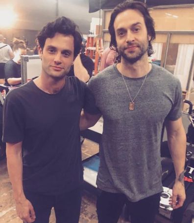 Penn Badgley, Chris D'Elia, You, Instagram, selfie, filming