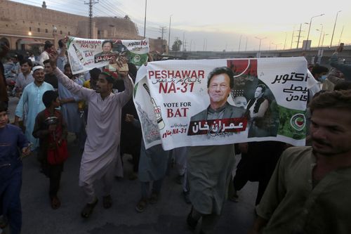 Supporters of Pakistan's former Prime Minister Imran Khan celebrate after Supreme Court decision, in Peshawar, Pakistan, Thursday, May 11, 2023.   