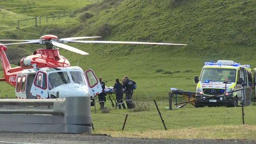 A 29-year-old woman and a seven-year-old girl were airlifted to hospital.