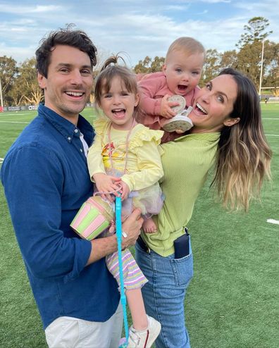 Matty 'J' Johnson with Laura Byrne and their two daughters, Marlie-Mae and Lola.