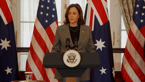 Vice President Kamala Harris decried the shootings during a press conference in Washington DC after hosting luncheon in honor of Australian Prime Minister Anthony Albanese.