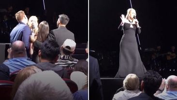 Adele helps a couple with their gender reveal mid-concert 