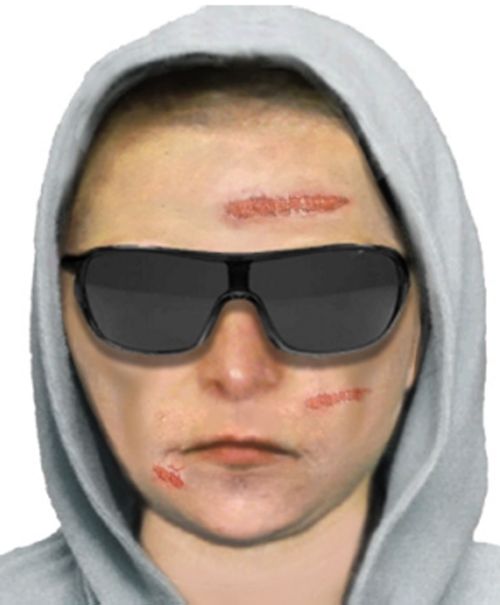 The female suspect had scratches on her face and ripped blue jeans. (source: Victoria Police)