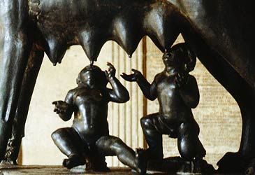 In Rome's foundation story, newborns Romulus and Remus suckled on which animal?