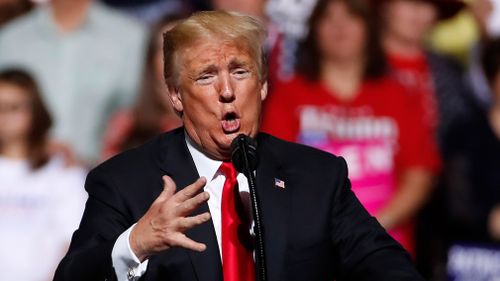  President Donald Trump has told a cheering crowd at a campaign rally that there was once tough talk "back and forth" between him and North Korean leader Kim Jong Un – until "we fell in love".