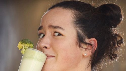 The broccoli latte received mixed reviews for its debut at a Melbourne cafe. (9NEWS)
