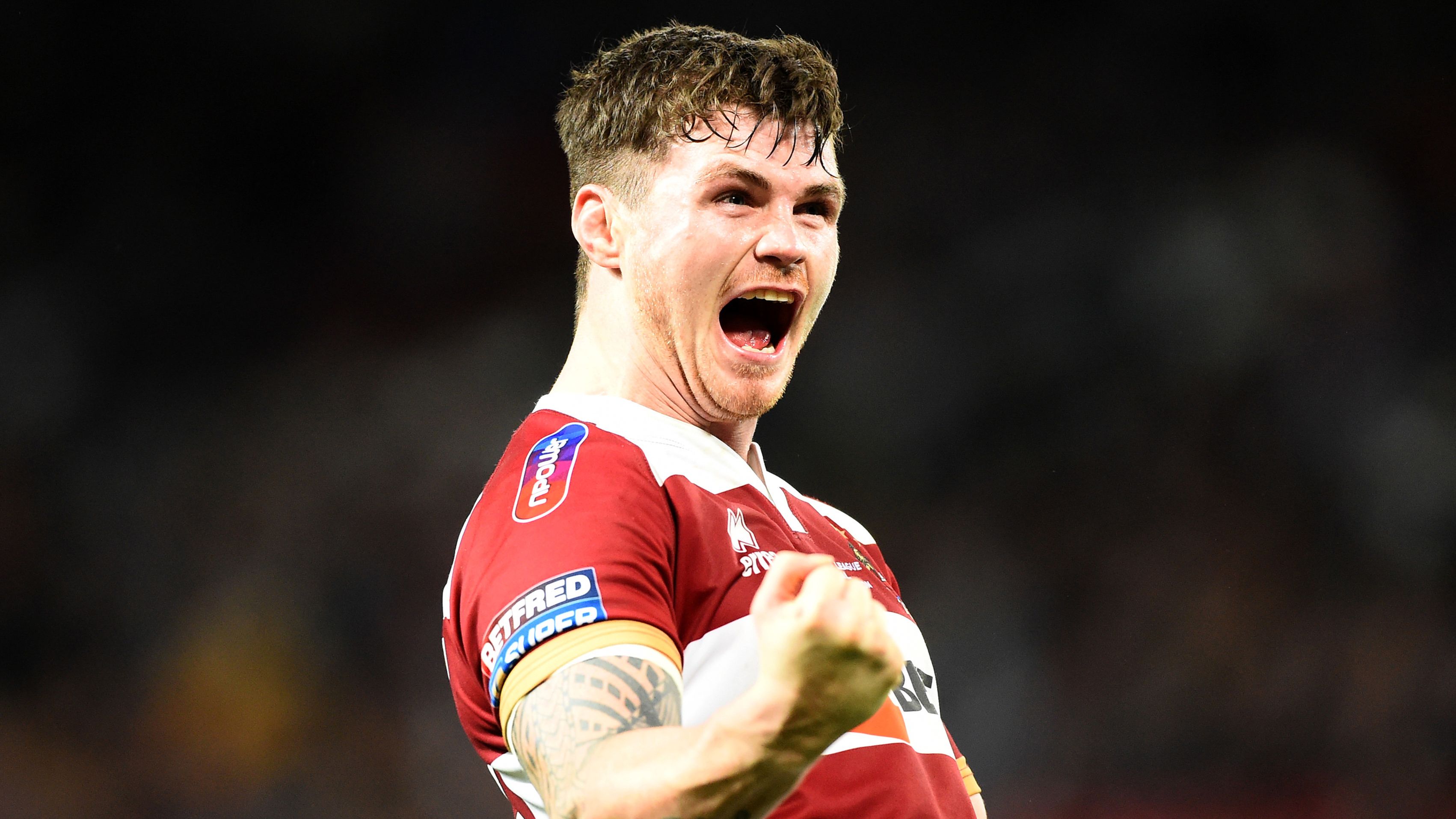 John Bateman during the BetFred Super League Grand Final between Warrington Wolves and Wigan Warriors at Old Trafford on October 13, 2018 in Manchester, England.