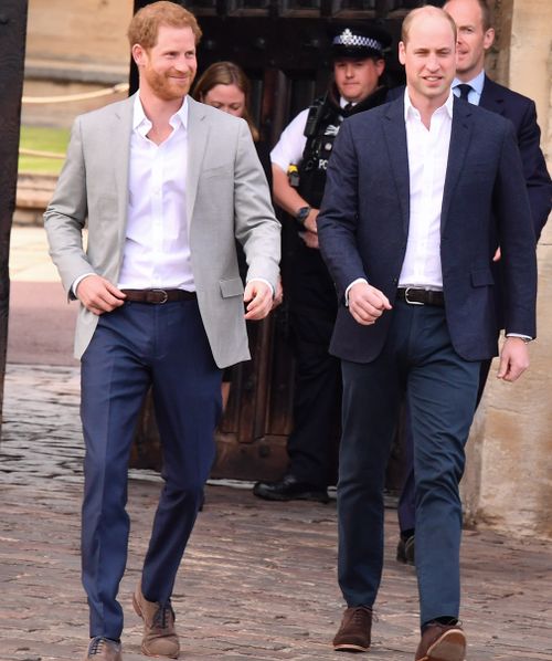 The groom was accompanied by his brother, and best man, Prince William. (Getty)