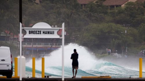 Dangerous surf is being kicked up off shore as the hurricane hits.