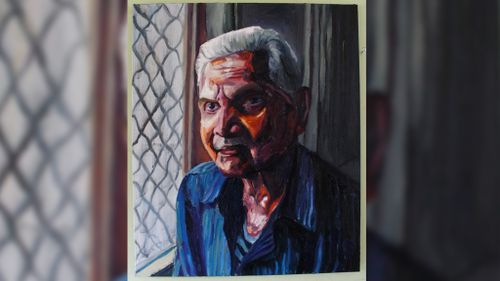 A painting by Myuran Sukumaran of his grandfather. (Facebook)