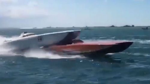 The fourth-placed boat hit the back stern of the third-placed boat (Image: Kevin Karolewicz via Storyful)