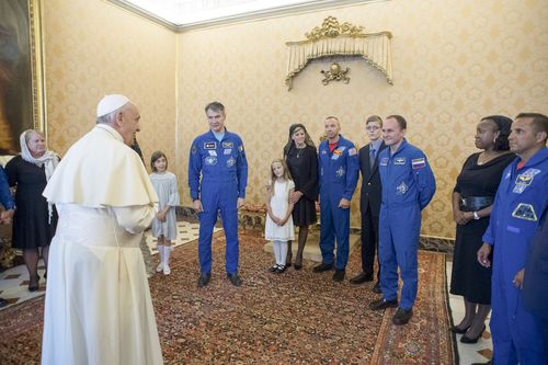 "You will plan my trip," the pontiff told the ISS astronauts. (AAP)