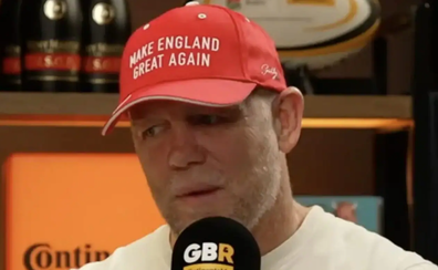 Mike Tindall wore the Maga-style cap during a recording of The Good, Bad and The Rugby podcast Credit: The Good, the Bad, and the Rugby podcast