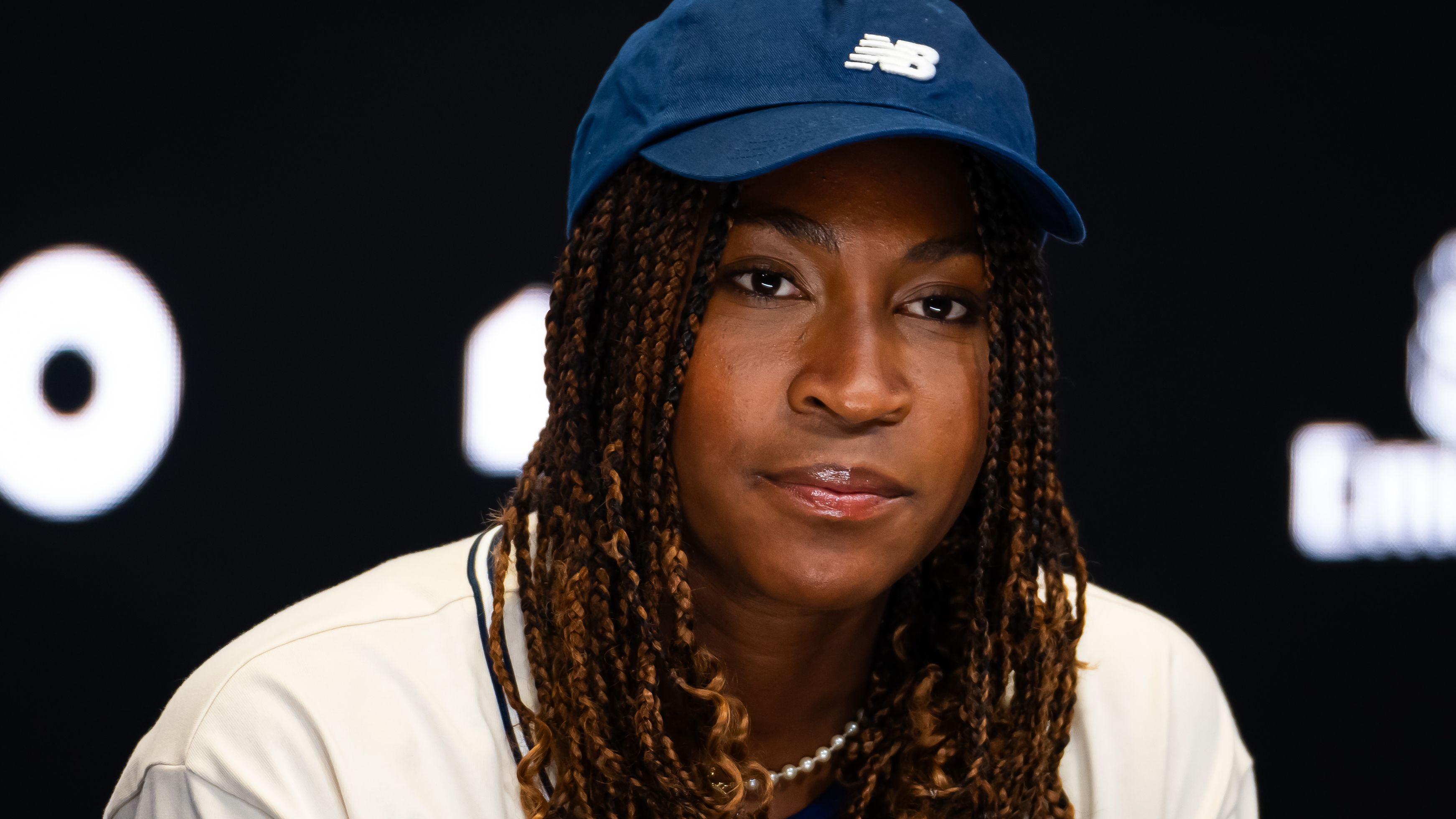 Coco Gauff of the United States talks to the media ahead of the 2024 Australian Open.