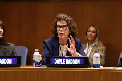 NEW YORK, NEW YORK - MAY 31: Dayle Haddon attends We The Planet/#WETHEFUTURE: Reimagining The Future of Global Mental Health Health at United Nations on May 31, 2024 in New York City. (Photo by Rob Kim/Getty Images for We The Planet)