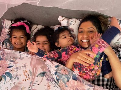 Anaita Sarkar with her three children.