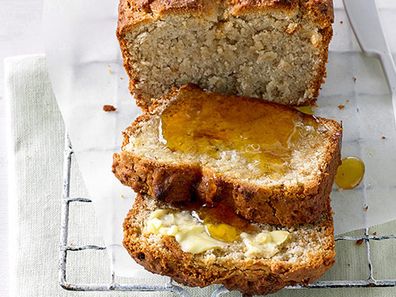 Banana bread with honey and butter