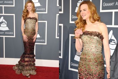 While Nicole Kidman's hair was on-point at the 2011 Grammys, her high-fash frock looked more potpourri than Jean Paul Gaultier.