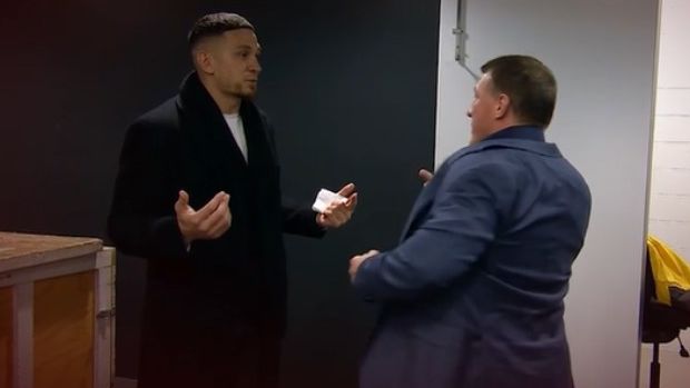 Sonny Bill Williams and Paul Gallen in a heated exchange.