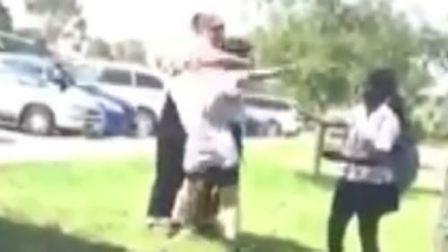 A Perth mother has become involved in a brawl between two Melville High School students at a bus stop. (9NEWS)