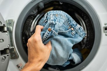 Jeans in the washing machine
