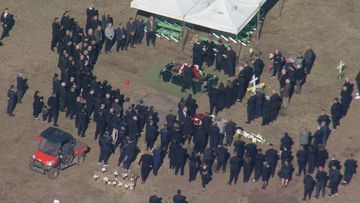 There has been a heavy police presence at the funeral for gangland member Alen Moradian, who was executed in a Bondi Junction carpark last week. 