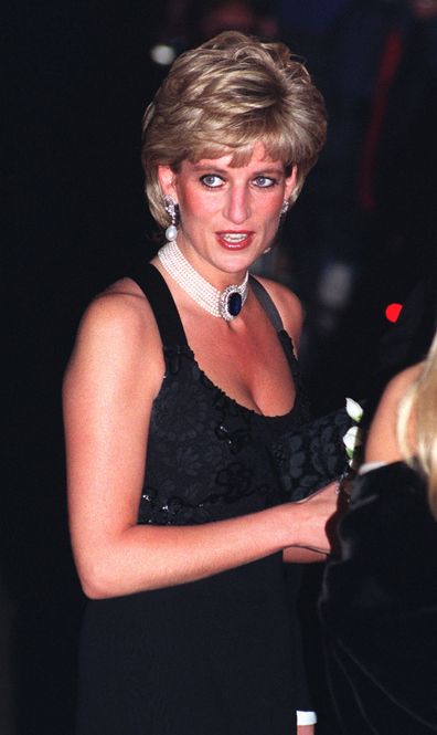 Diana, The Princess of Wales arriving at Bridgewater House, London, this evening (Monday) for a Gala Evening in aid of the European Organisation for the Research and Treatment of Cancer. BBC TV tonight screens an exclusive interview with the princess on its current affairs programme, Panorama. Photo by David Cheskin/PA. SEE PA STORY ROYAL Panorama.   (Photo by David Cheskin - PA Images/PA Images via Getty Images)