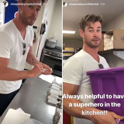 Chris Hemsworth on canteen duty