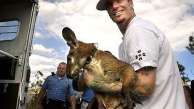 Rapper Vanilla Ice has a pet kangaroo called Bucky Buckaroo. The marsupial shares an enclosure with his "lover" - a female pot bellied pig.<p></p> "Kangaroos will hump anything. I think the pig likes it," says Vanilla. "There's also a goat in there who he grew up with but they're just friends."<br/><br/>