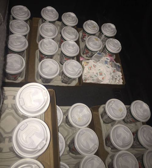 Colt Vinson managed to get a local Domino's Pizza and a 7-11 to donate pizza and coffee. (Facebook)