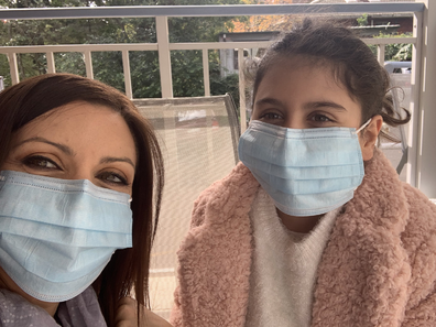 Jo Abi and Kitty face masks visiting Nonno in aged care