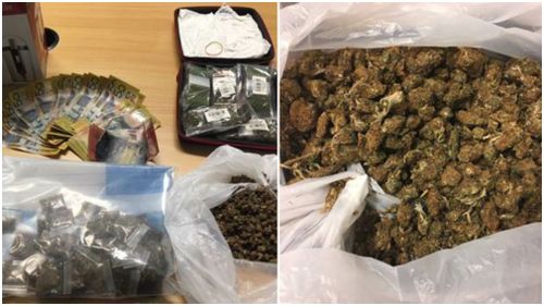 Cannabis was allegedly found by police, along with cash. Pictures: NT Police