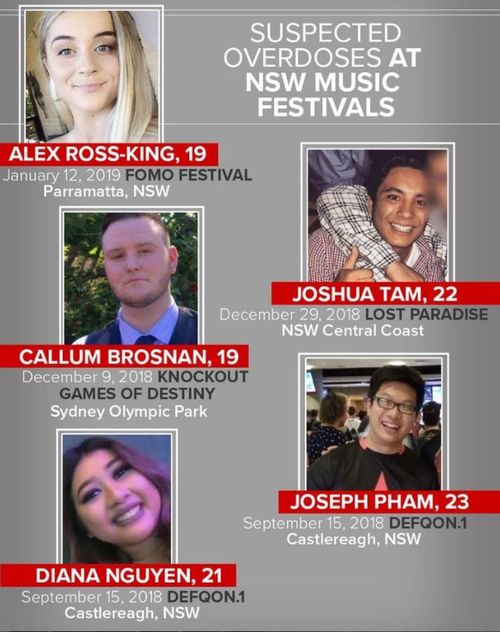 Music festival drug deaths NSW inquest crime news Sydney