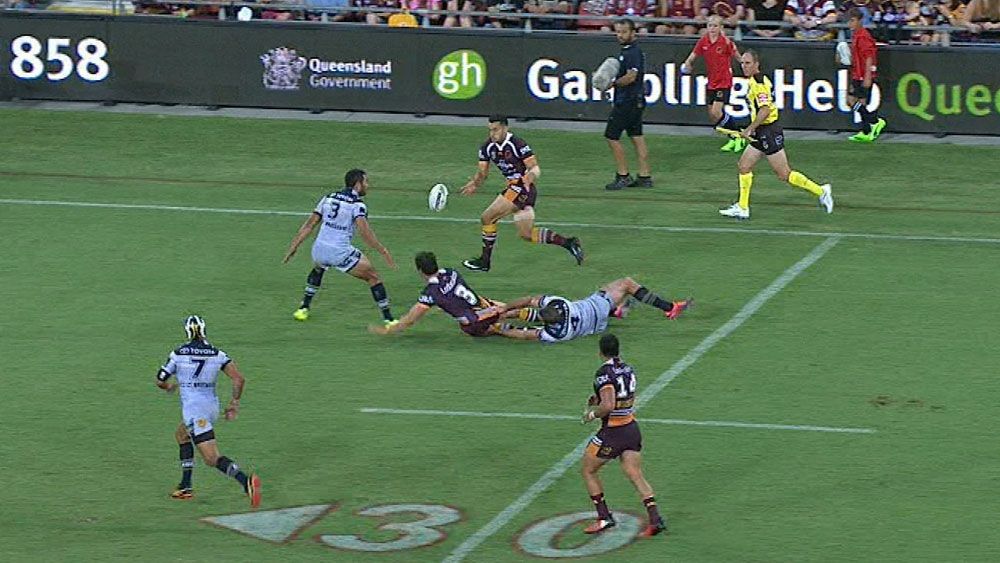 NRL admits mistake after Broncos score try against Cowboys from forward pass