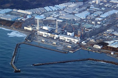 This aerial photo shows the Fukushima Daiichi nuclear power plant in Okuma town, Fukushima prefecture, north of Tokyo on March 17 in 2022.