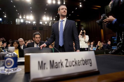 Facebook chief Mark Zuckerberg has appeared for the first of two days in front of Congress. (AAP)