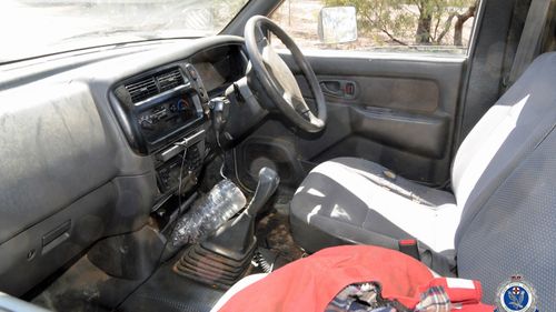 Inside the Mitsubishi Triton utility used in the robbery.