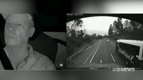 Dashcam footage has captured the chilling moment a minibus collided with a b-double last year. Picture: Supplied