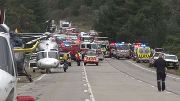 More than 80 emergency services professionals were called to the Great Western Highway at Wallerawang, about 15 kilometres north of Lithgow, after five cars collided just before 1pm on December 29.