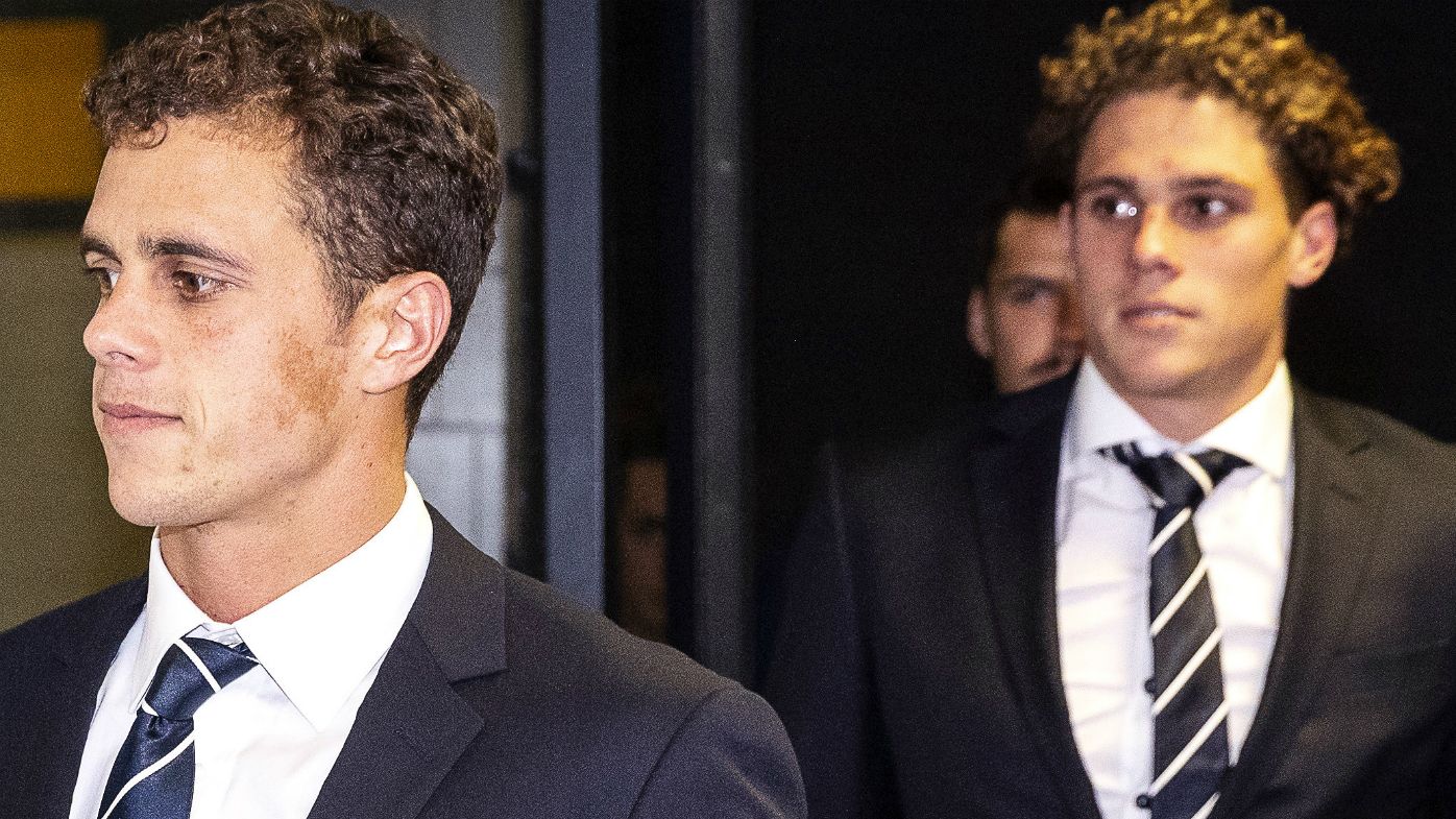 Ed and Charlie Curnow arrive at the AFL Tribunal
