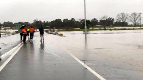 Floodwaters in Singleton, NSW Hunter region.