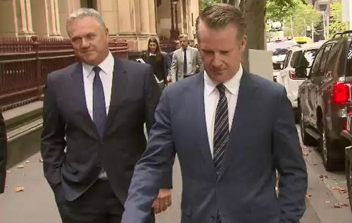 Justice Lasry said the report was an extremely serious breach of contempt laws, ordering Mitchell (left) and Channel 7 executives, including news director Simon Pristel (right). (9NEWS)