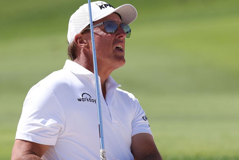 Phil Mickelson in action during the PIF Saudi International at Royal Greens Golf &amp; Country Club on February 05, 2022