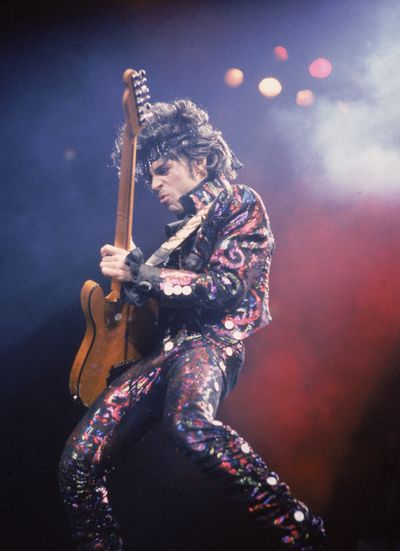 Performing on stage in 1985.