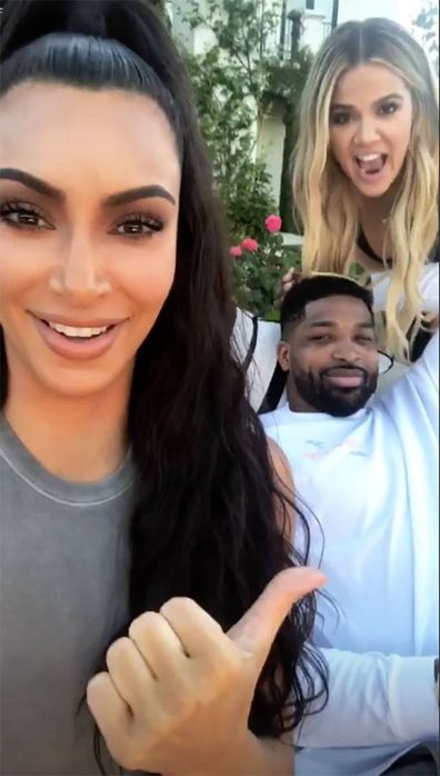 Kim Kardashian, Tristan Thompson and Khloe Kardashian