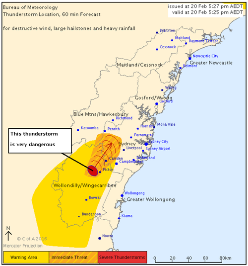 Severe thunderstorm warning updated as very dangerous storms move into Sydney's south-west