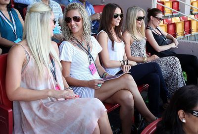 Boldy (centre) has made herself at home with Australia's other cricket WAGs. (Getty)