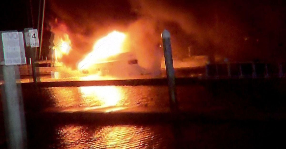 Boat engulfed in flames in Adelaide's north