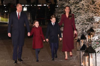 LONDON, ENGLAND - DECEMBER 15: Prince William, Prince of Wales, Princess Charlotte of Wales, Prince George of Wales and Catherine, Princess of Wales attend the 'Together at Christmas' Carol Service at Westminster Abbey on December 15, 2022 in London, England. (Photo by Chris Jackson/Getty Images)
